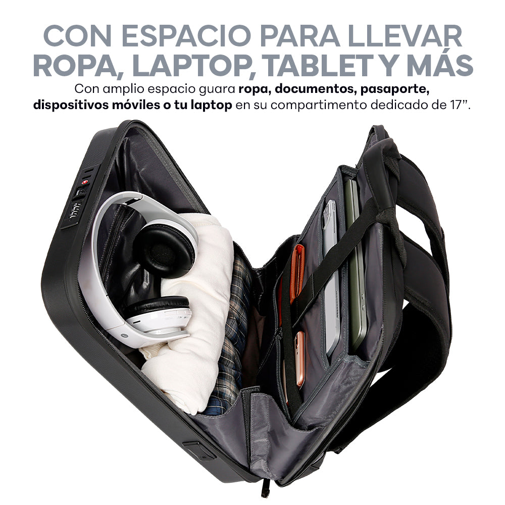 Mochila Rígida de 17 L para Laptop de 15.6 Pulgadas con Candado