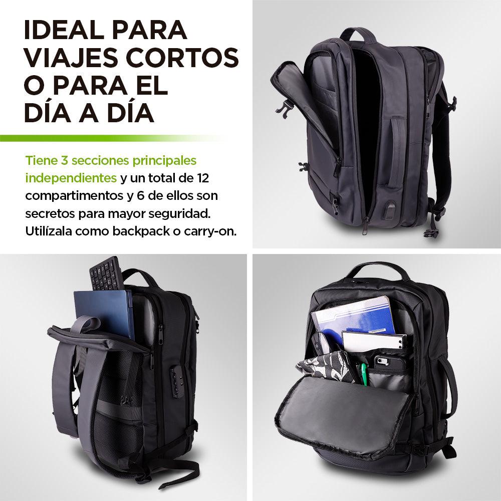 Mochila de Viaje Expandible con Candado y Puerto USB HIKEO