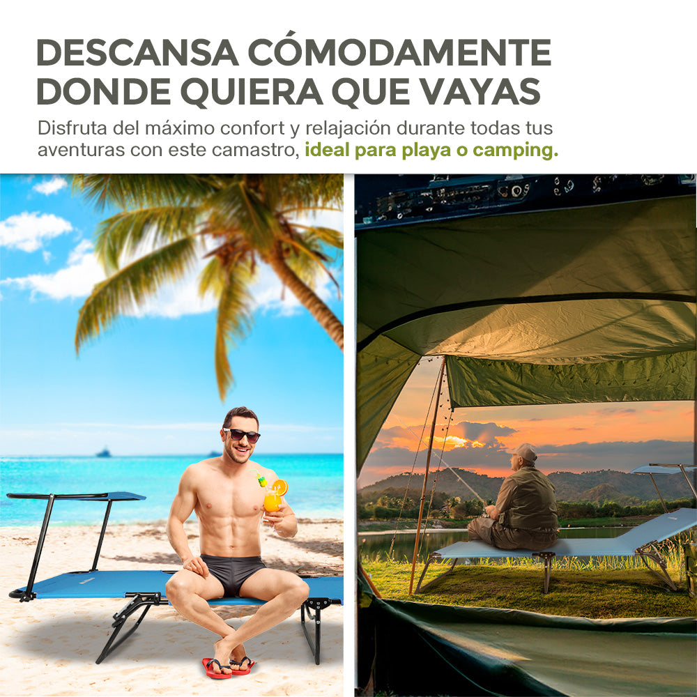 Catre Plegable Portátil con Techo Desmontable Camastro para Alberca