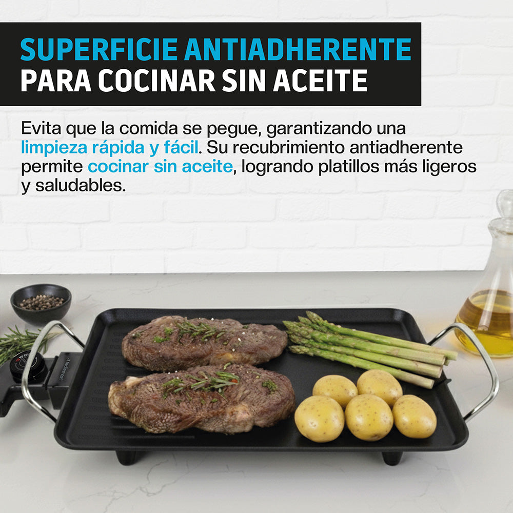 Plancha Eléctrica Antiadherente de 46 x 23 cm con Termostato