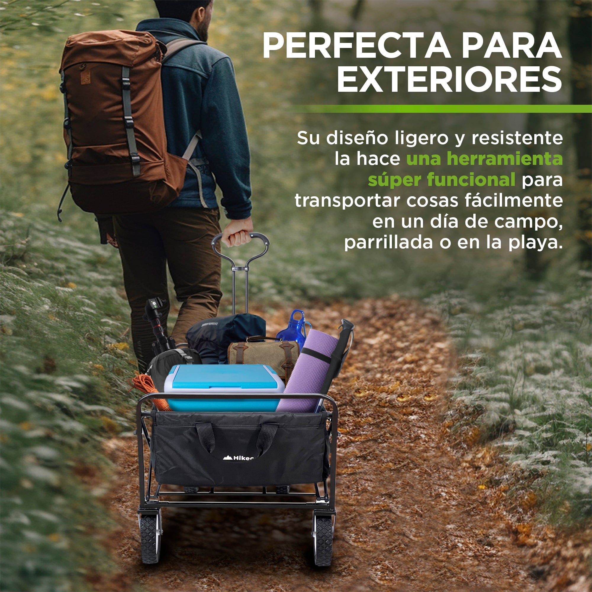 Carrito Plegable para Exterior de 70 kg con Bolsa HIKEO
