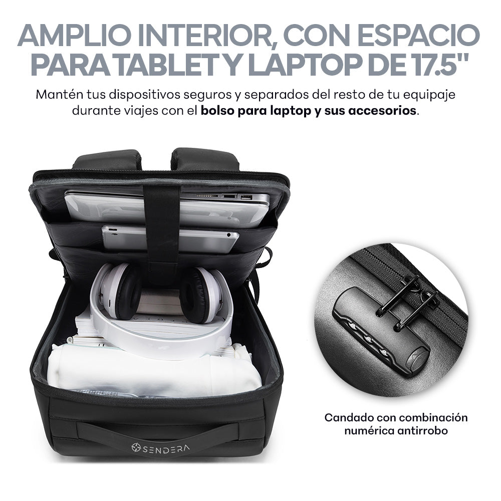 Mochila para Laptop de 17.5 Pulgadas, 25 L con Candado USB