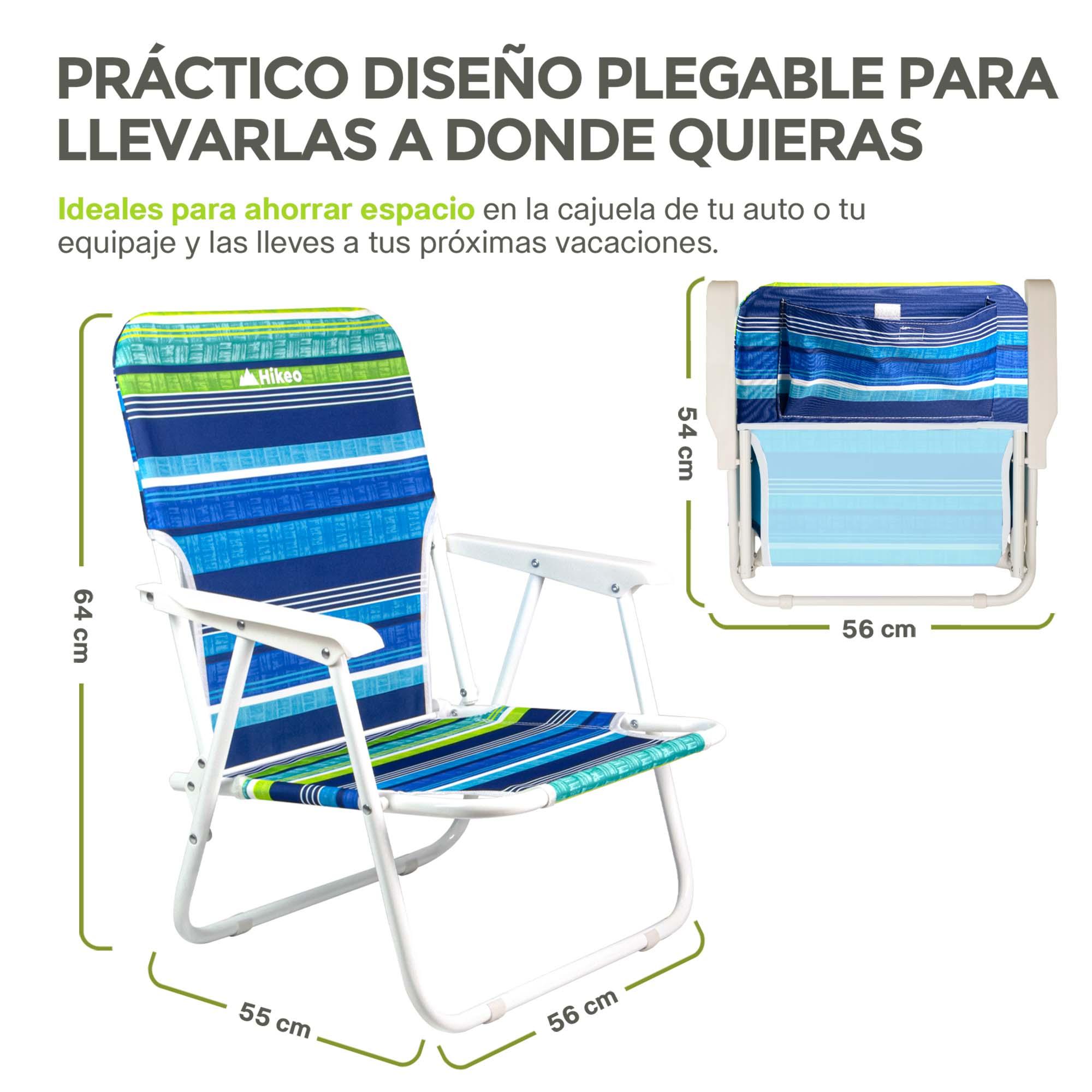 Set de 2 sillas plegables para playa con reposabrazos