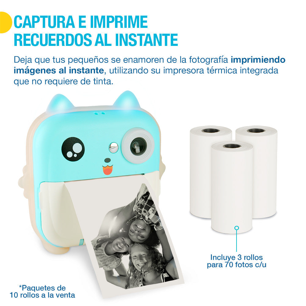 Cámara Fotográfica Digital para Niños con Impresión Instantánea de Fotos