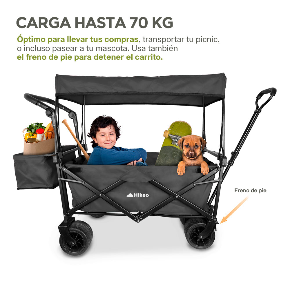 Carrito Plegable Todo Terreno con Toldo 70 kg HIKEO