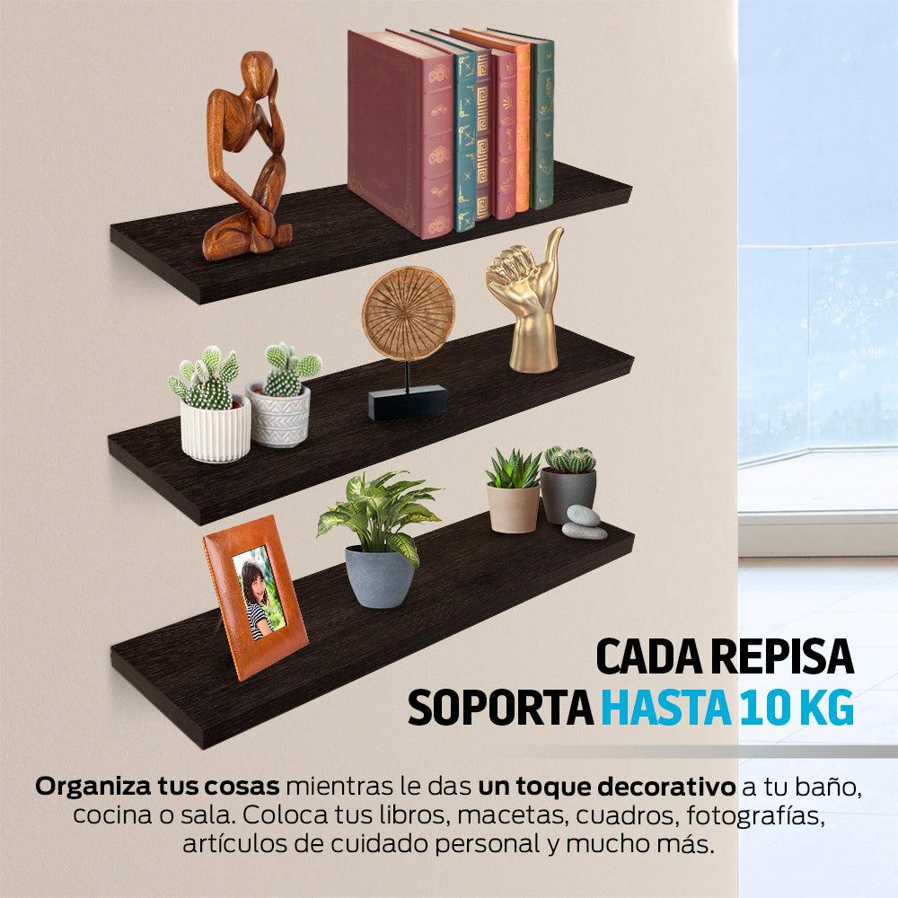 Set de 3 Repisas Flotantes de Madera MDF de 50 x 15 cm