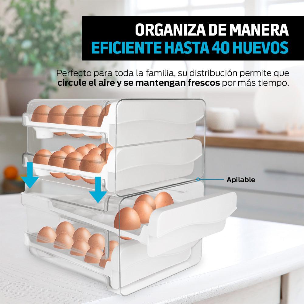 Organizador de 40 Huevos con 2 Cajones para Refrigerador