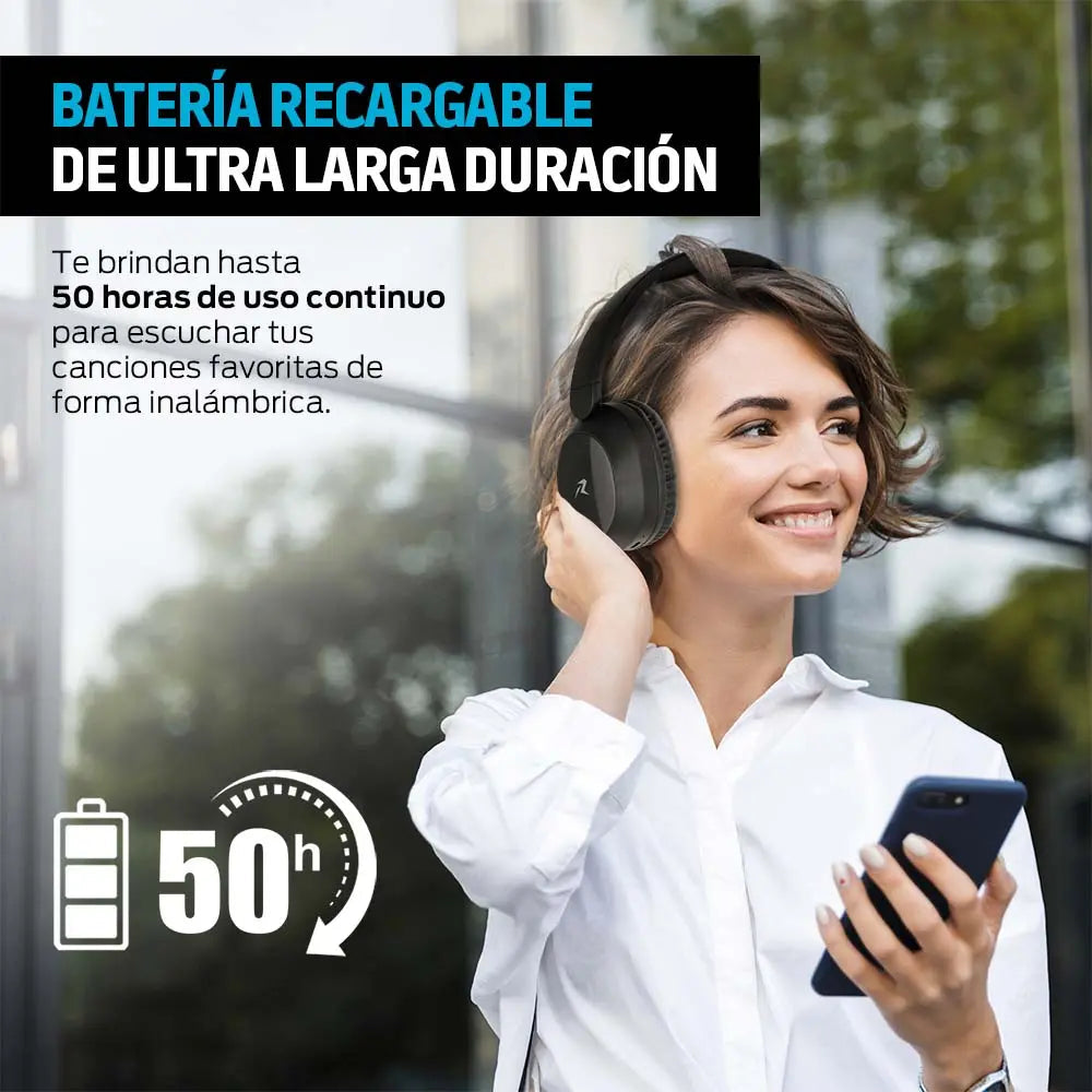 Audífonos Bluetooth 5.3 de diadema con hasta 50 h