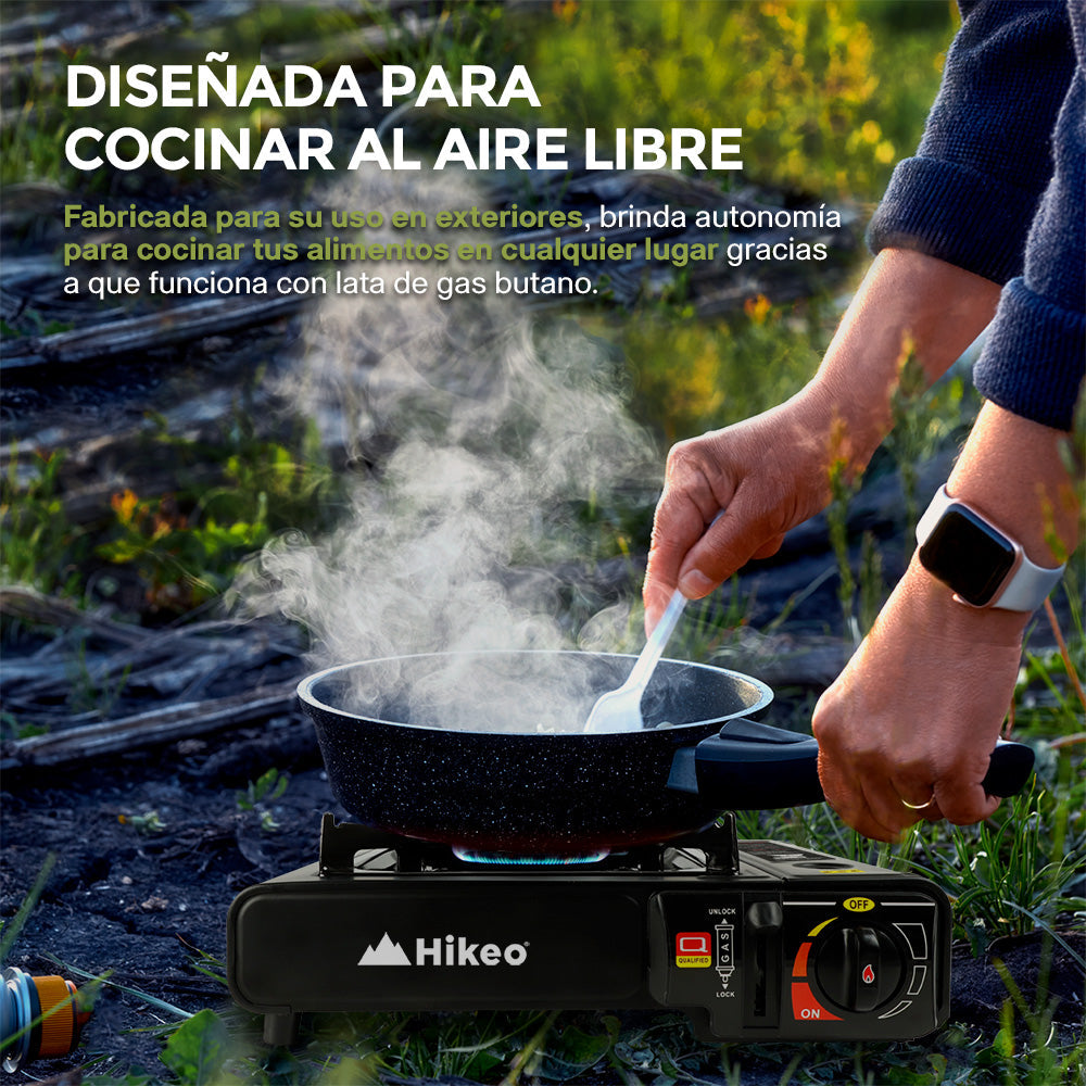 Parrilla de Gas Portátil para Camping para Cartuchos de Gas Butano con Estuche
