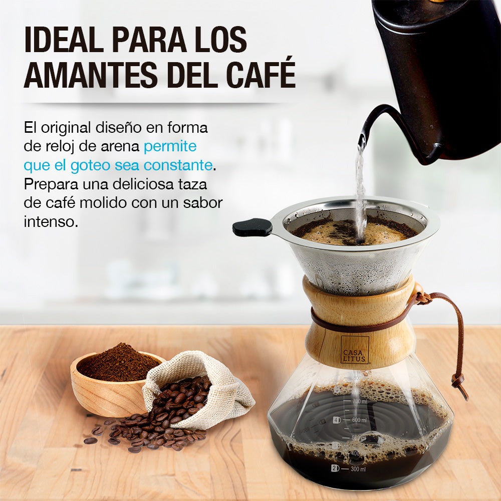 Cafetera Pour Over de 800 ml con Filtro Reutilizable
