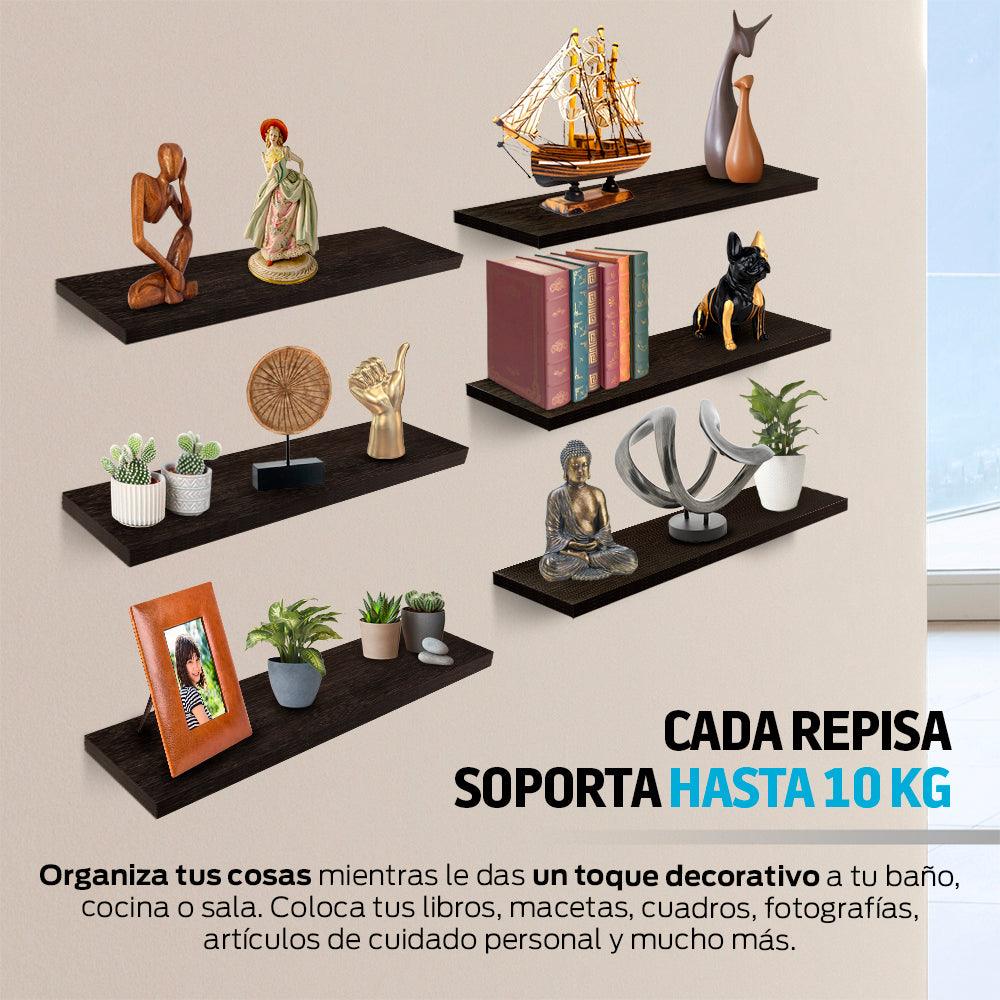 Set de 6 Repisas Flotantes de Madera MDF de 50 cm