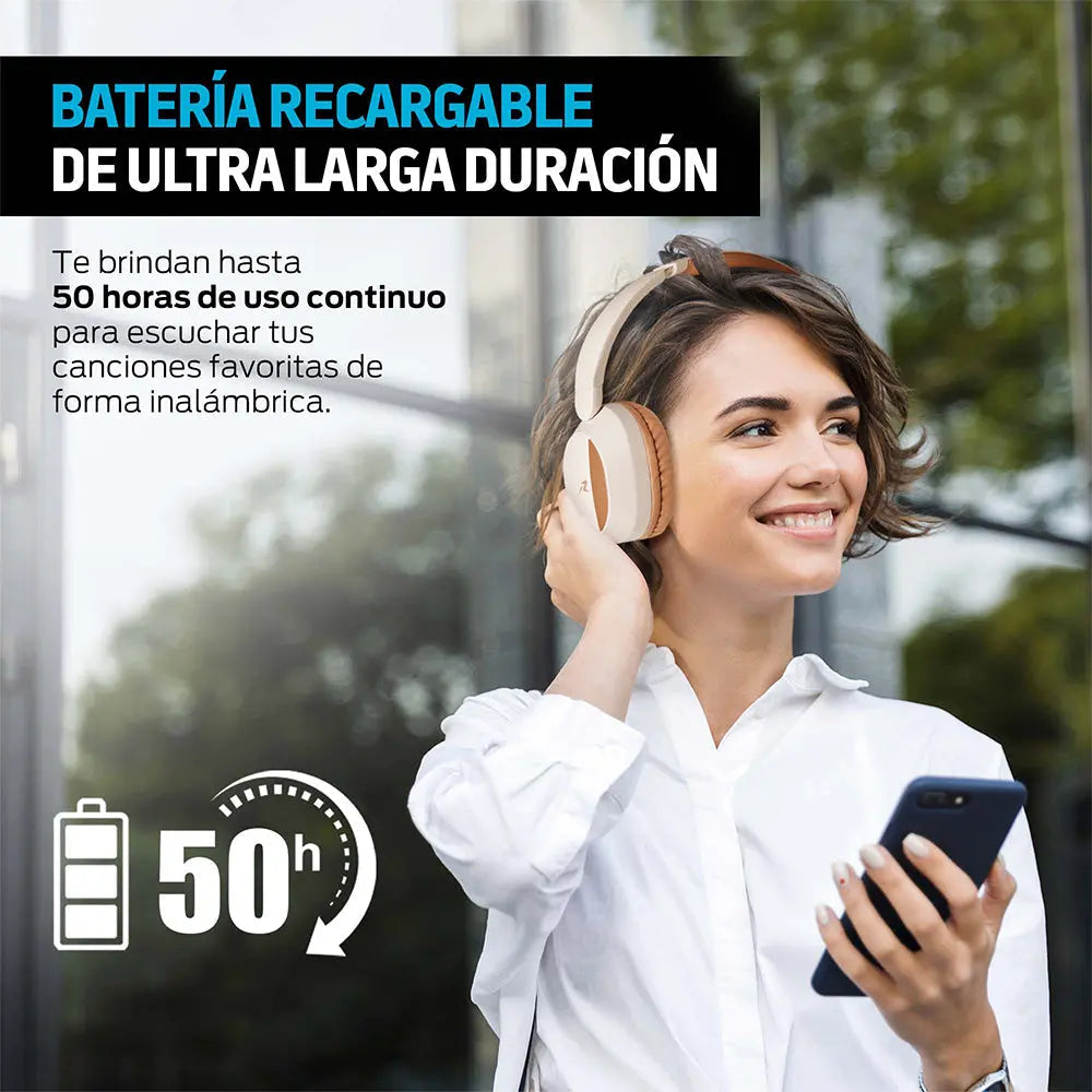 Audífonos Bluetooth 5.3 de diadema con hasta 50 h