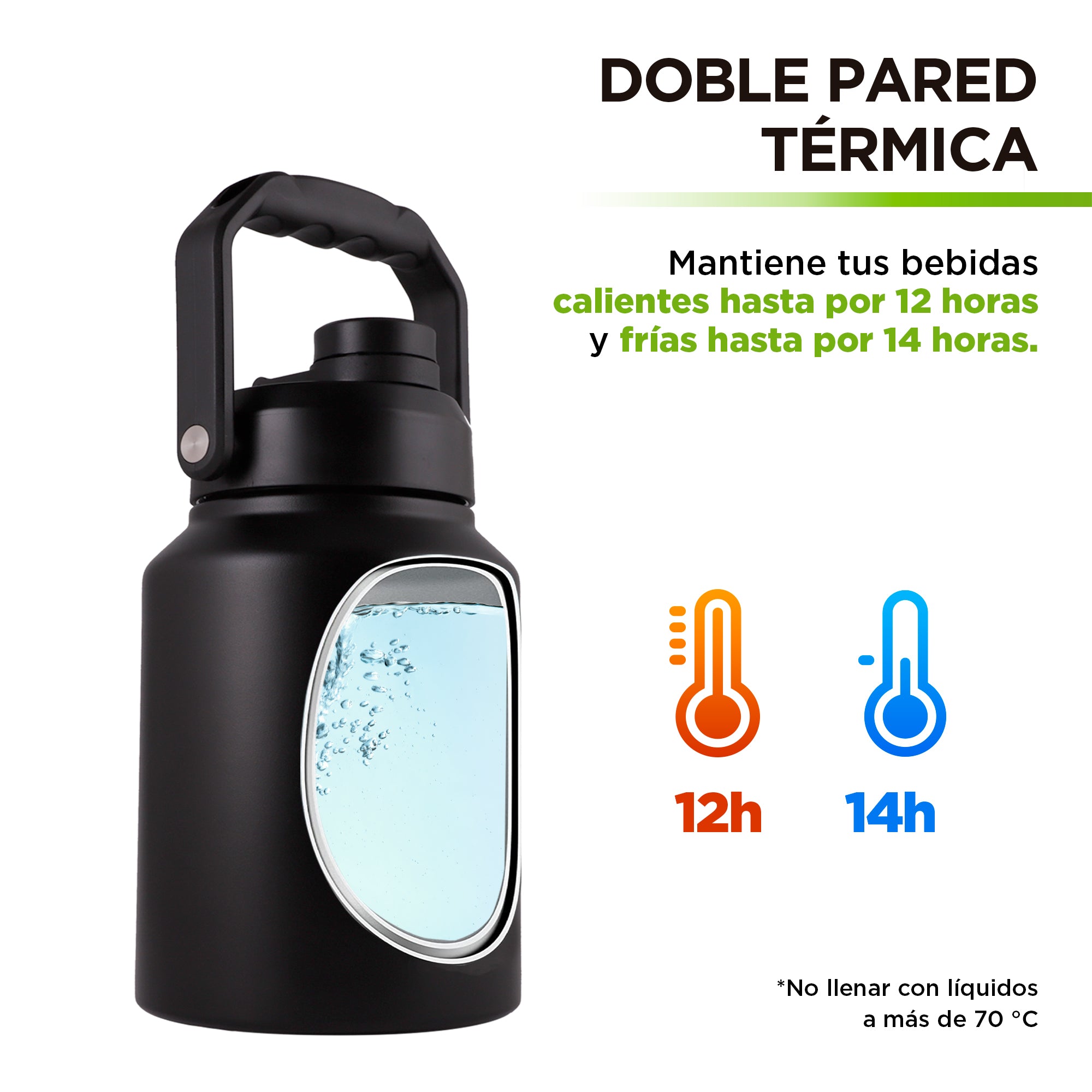 Termo de Acero Inoxidable 1.89 o 3.78 L con Asa HIKEO