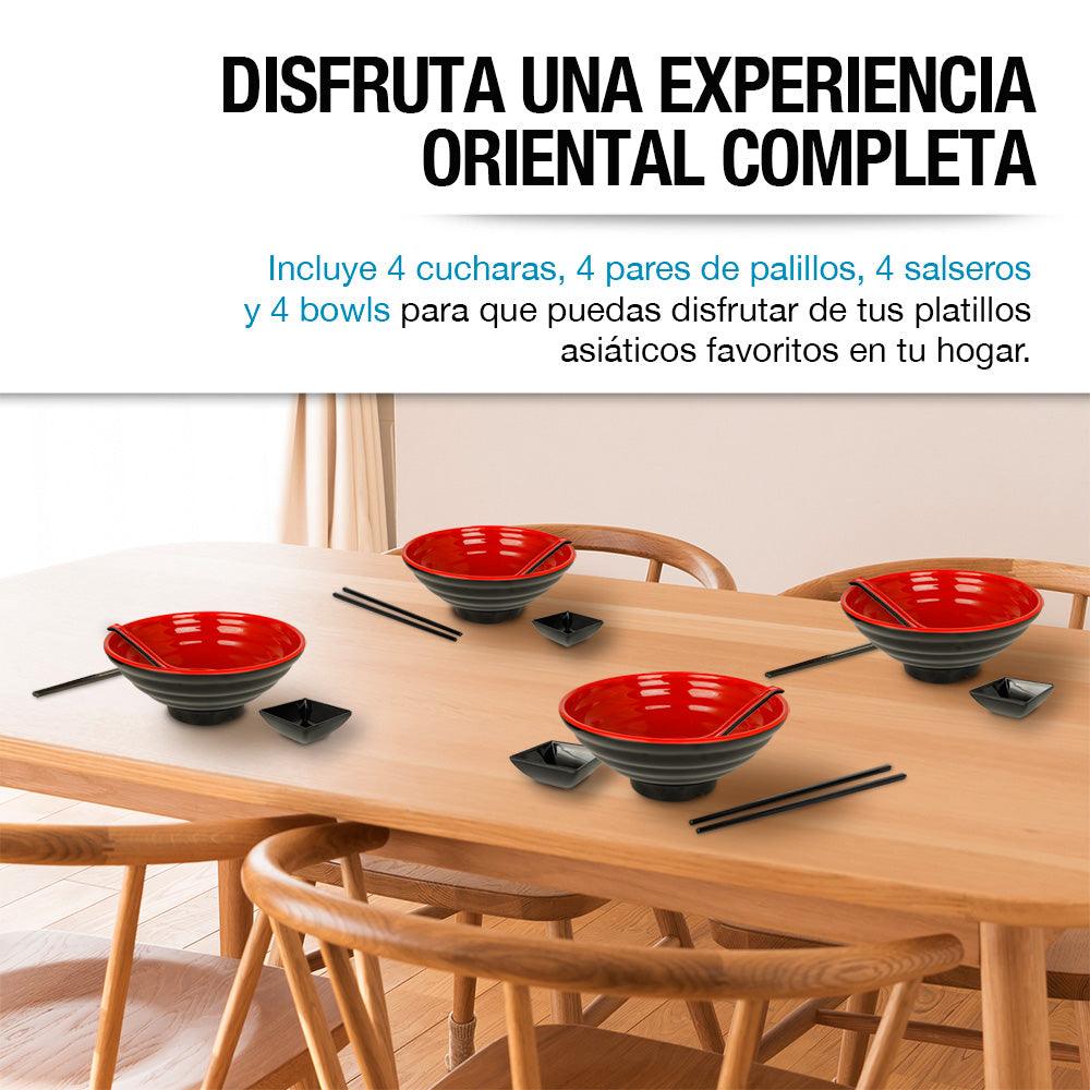 Vajilla de Melamina para Ramen de 16 Piezas, 4 Personas