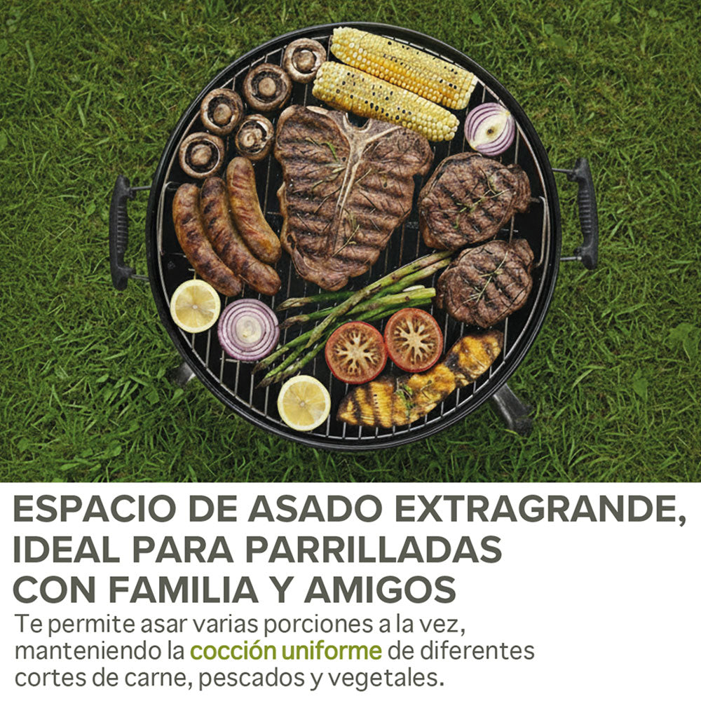 Asador de Carbón Portátil de 55 cm con Termómetro HIKEO