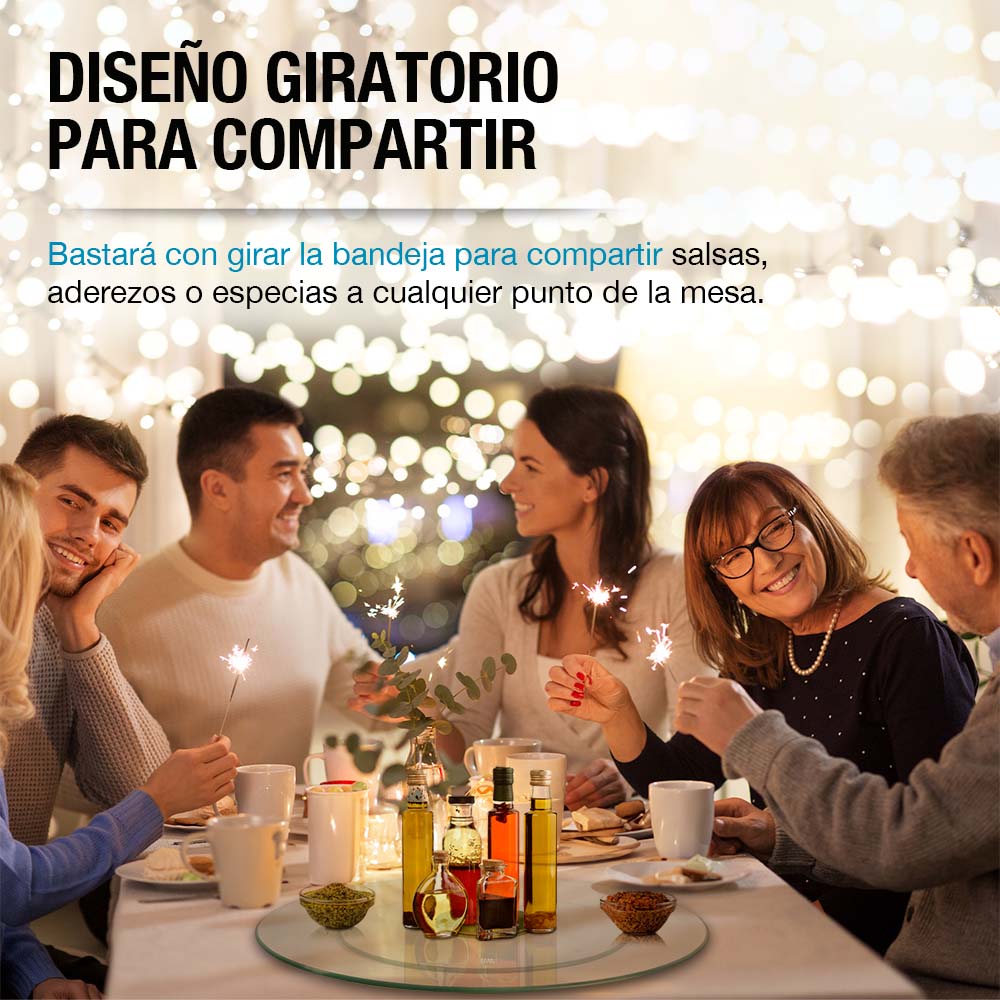 Lazy Susan de vidrio templado giratoria de 58 cm
