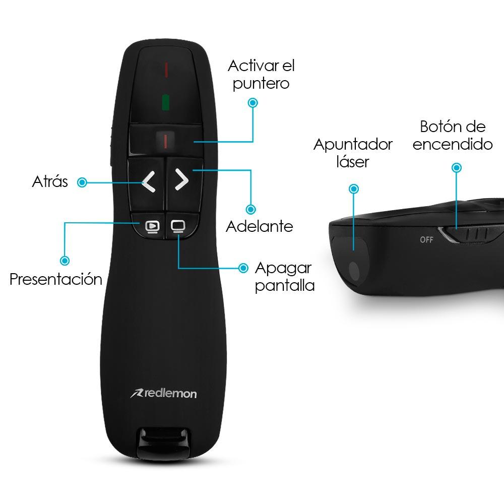 Presentador Inalámbrico USB con Puntero Láser, Alcance de 15 m