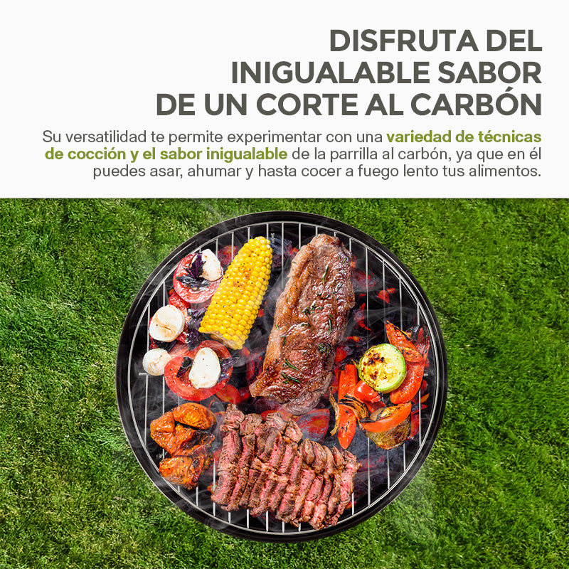 Asador de Carbón Portátil de 36 cm con Tapa HIKEO