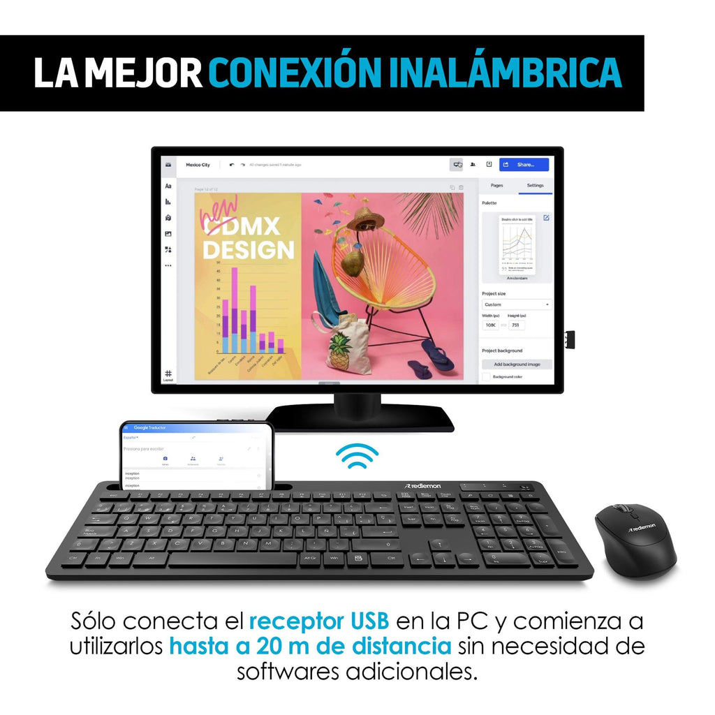 Kit de teclado y mouse inalámbricos USB