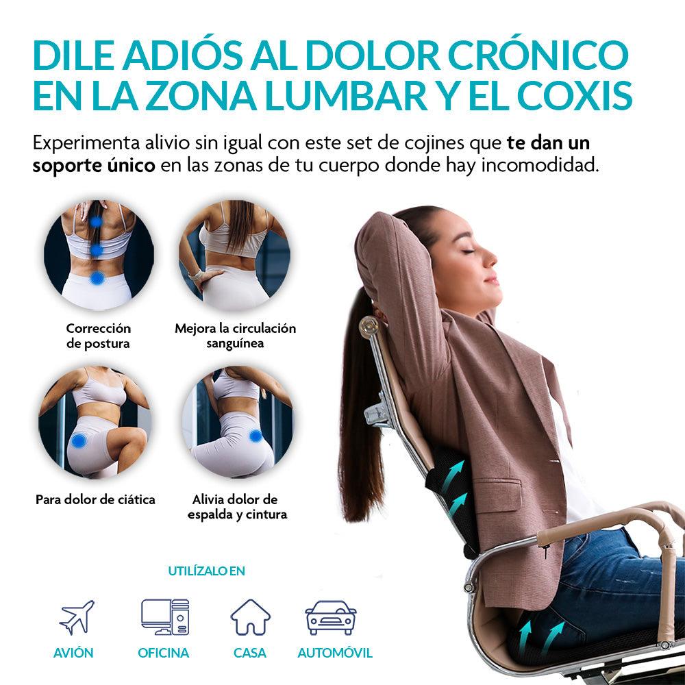 Set de Cojines Memory Foam Lumbar y para Coxis, 2 Piezas