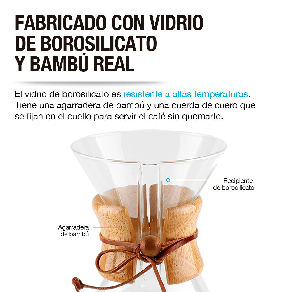 Cafetera Pour Over de 800 ml con Filtro Reutilizable