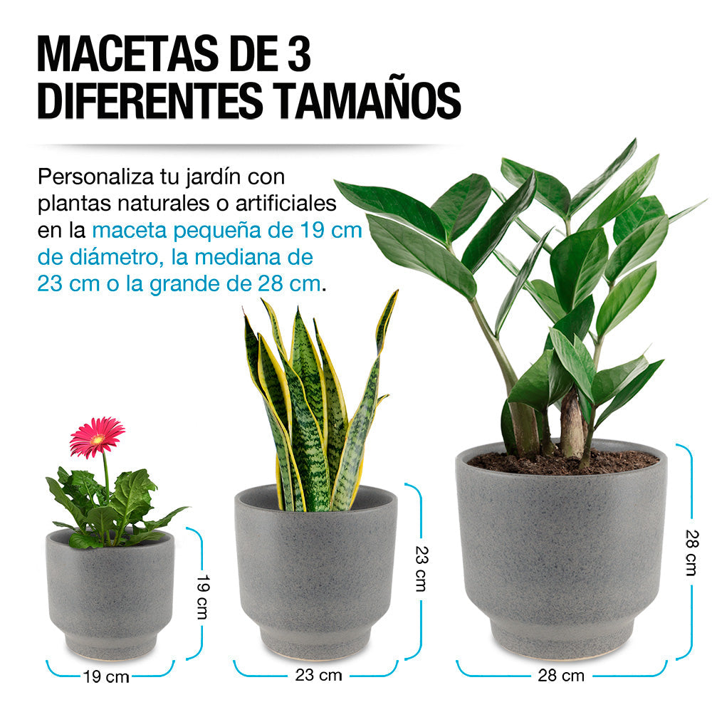 Macetas de Cerámica Grandes para Exteriores e Interiores 3 Pz.