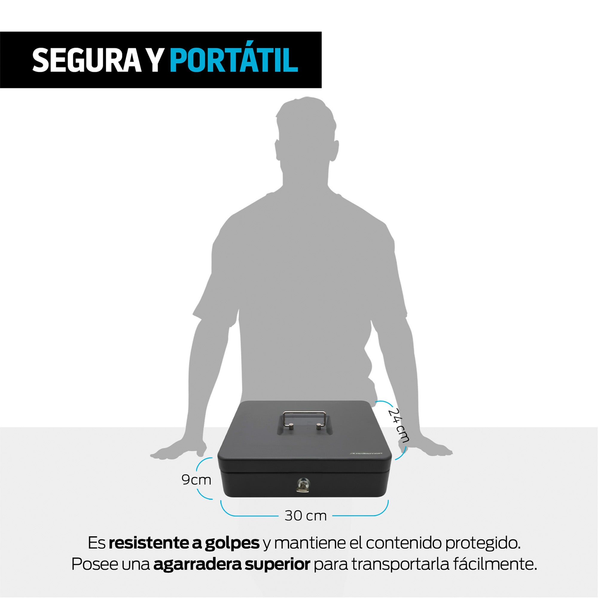 Caja Portátil para Dinero con Charola y 2 Llaves