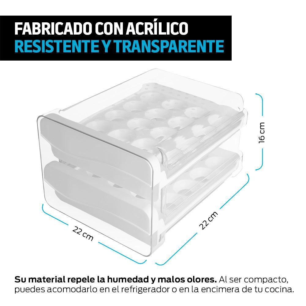 Organizador de 40 Huevos con 2 Cajones para Refrigerador