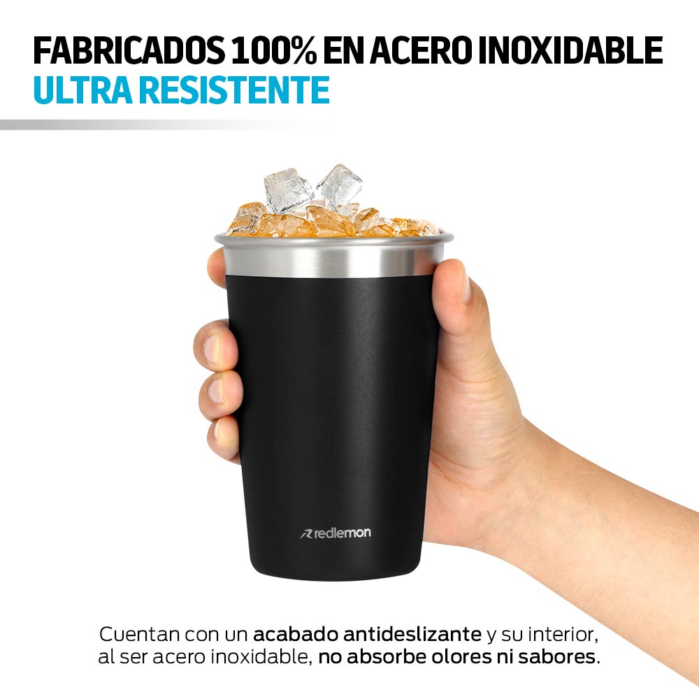Set de 6 Vasos de Acero Inoxidable de 470 ml
