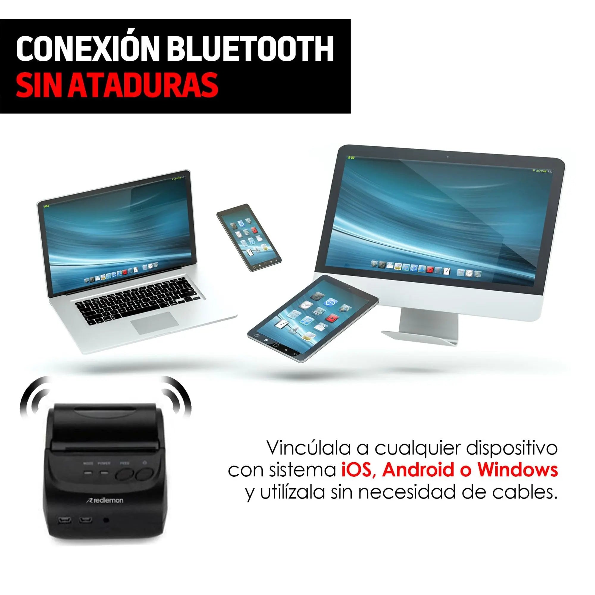 Mini Impresora Térmica Bluetooth de 58 mm para Tickets