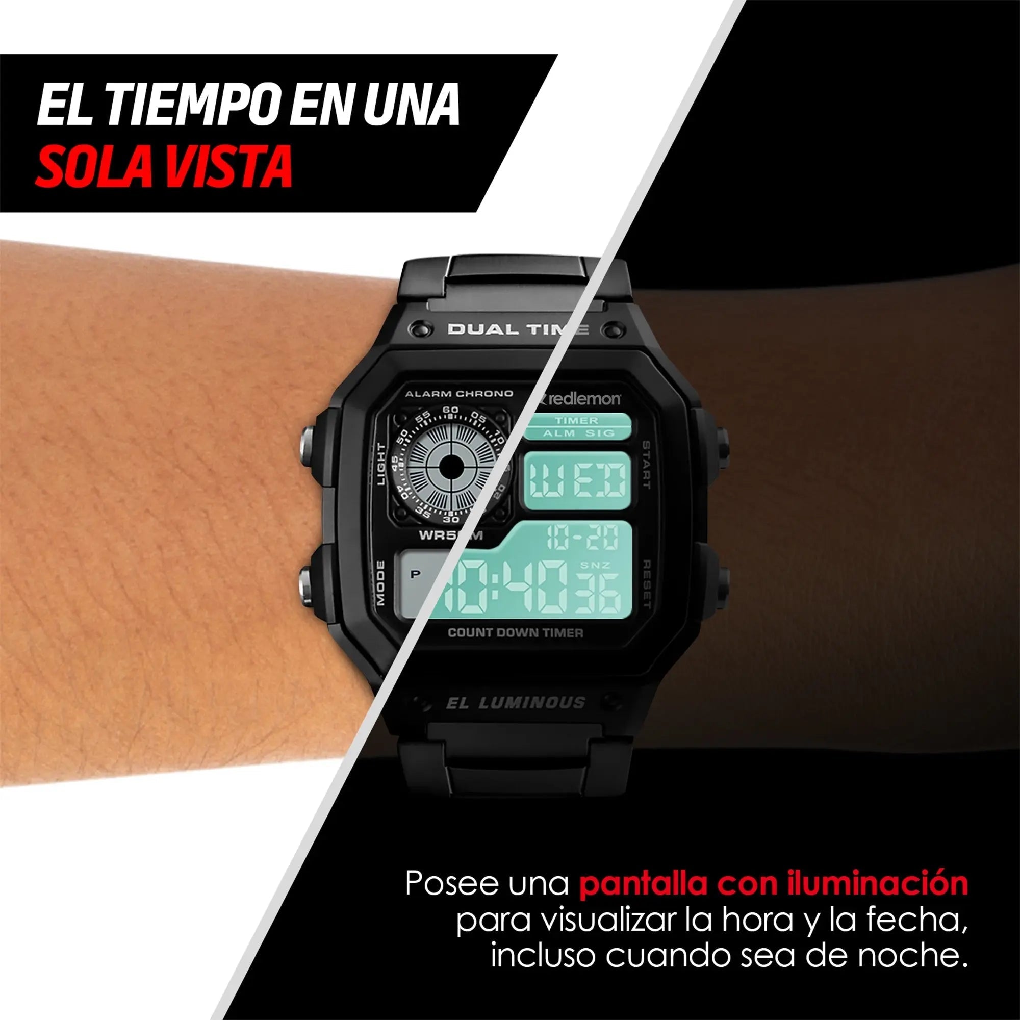 Reloj Digital Clásico con Correa de Metal Mod. 1335
