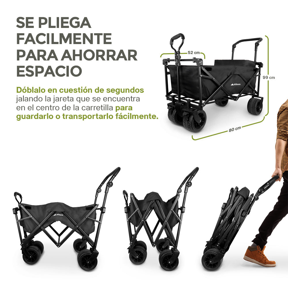 Carrito Plegable Todo Terreno con Toldo 70 kg HIKEO