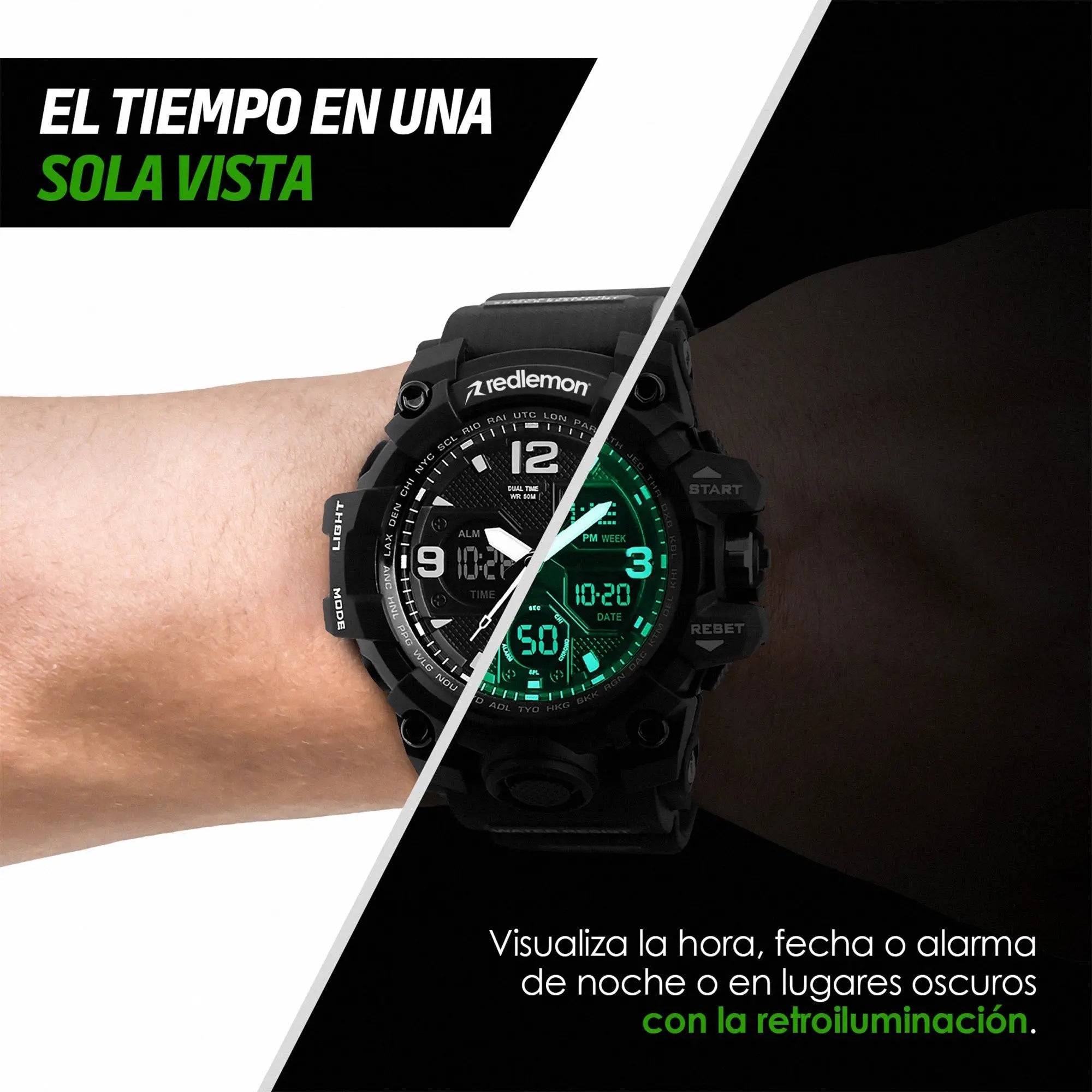Reloj Digital y Analógico Deportivo Contra Agua 1155b