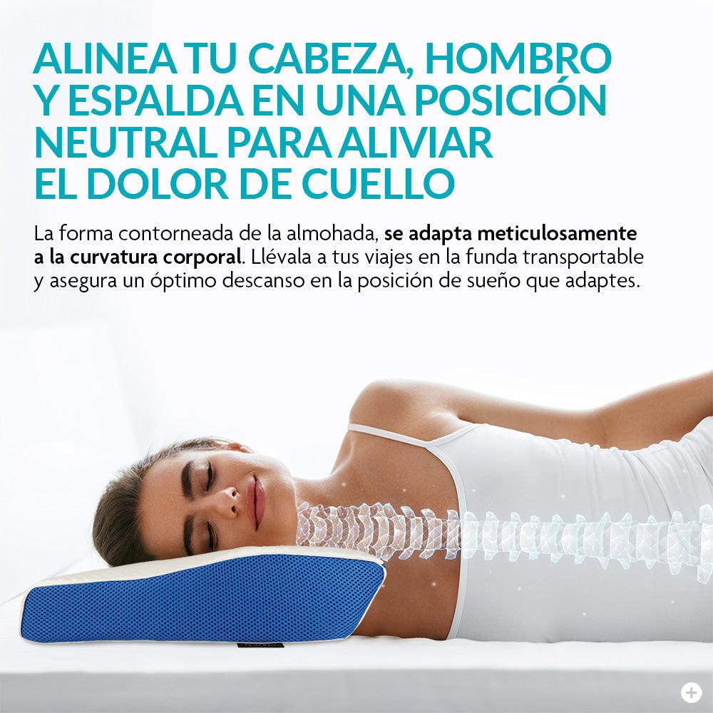 Almohada cervical de memory foam con antifaz y tapones