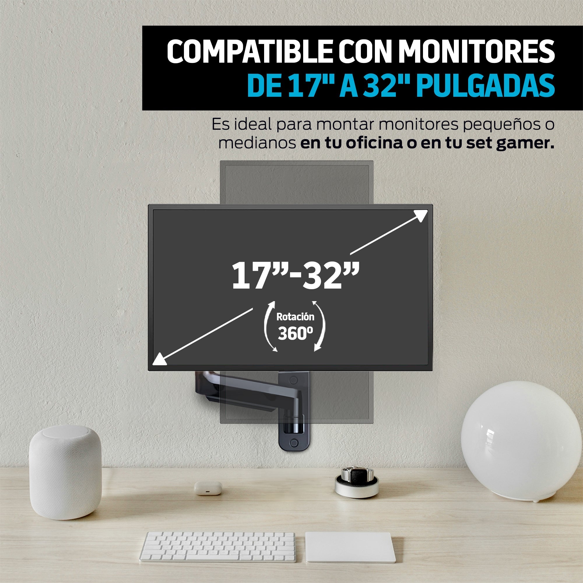 Soporte de Pared Articulado para Monitor de 17 a 32 Pulgadas