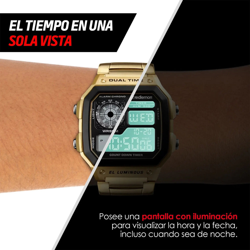 Reloj Digital Clásico con Correa de Metal Mod. 1335