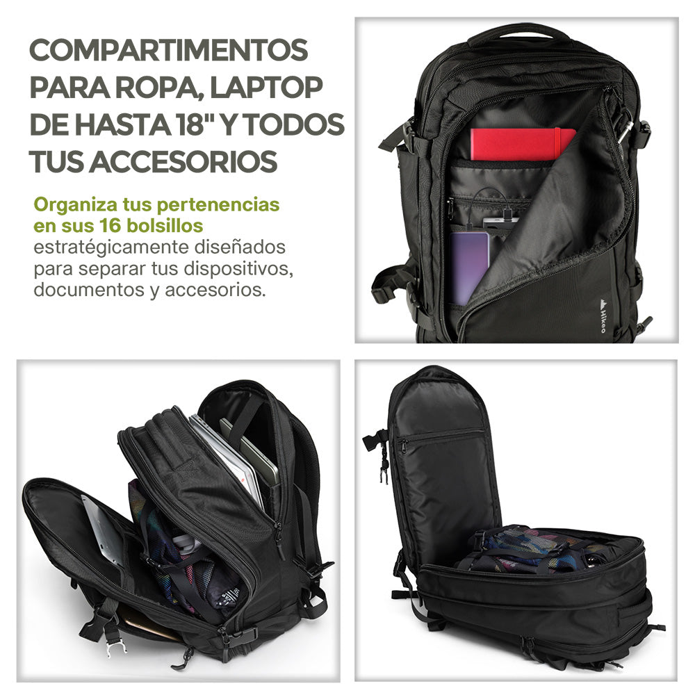 Mochila Expandible de 40 L para Laptop de 18 Pulgadas