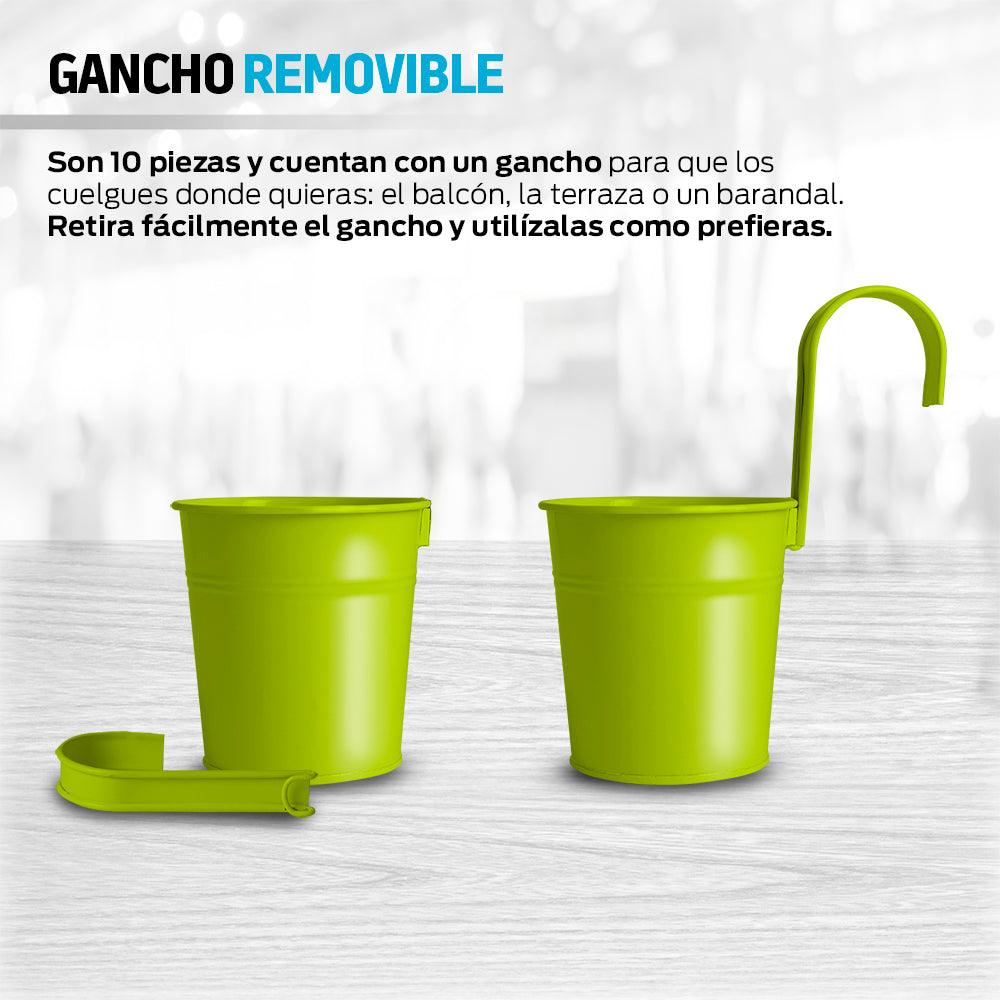 Macetas Colgantes Metálicas de Colores con Gancho 10 Piezas