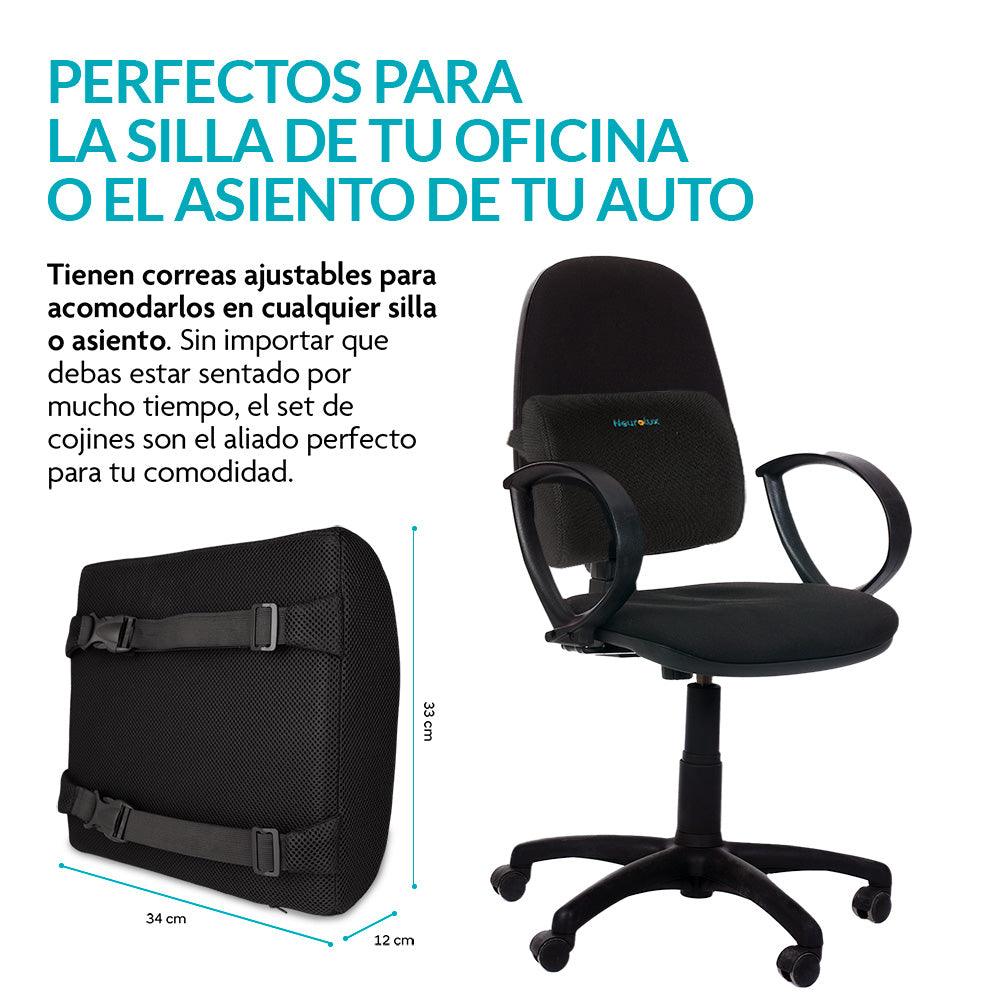Set de Cojines Memory Foam Lumbar y para Coxis, 2 Piezas