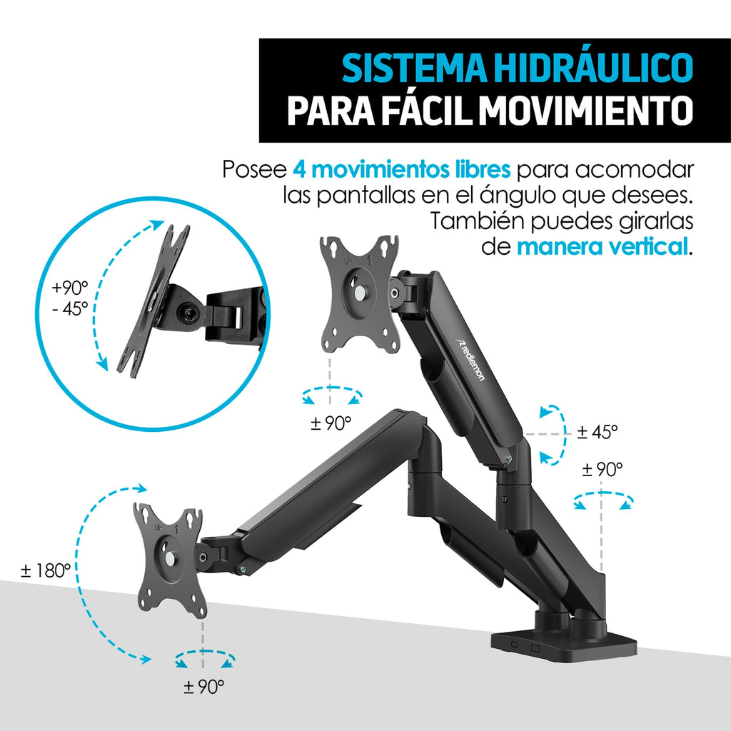Soporte Articulado para 2 Monitores de 17 a 27 Pulgadas