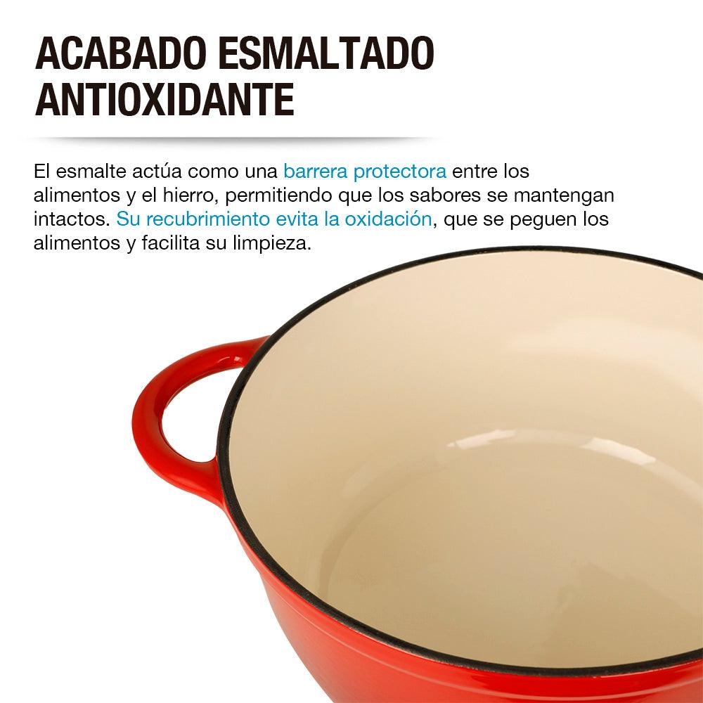 Olla Dutch Oven de Hierro Fundido Esmaltado 3.9 L Roja