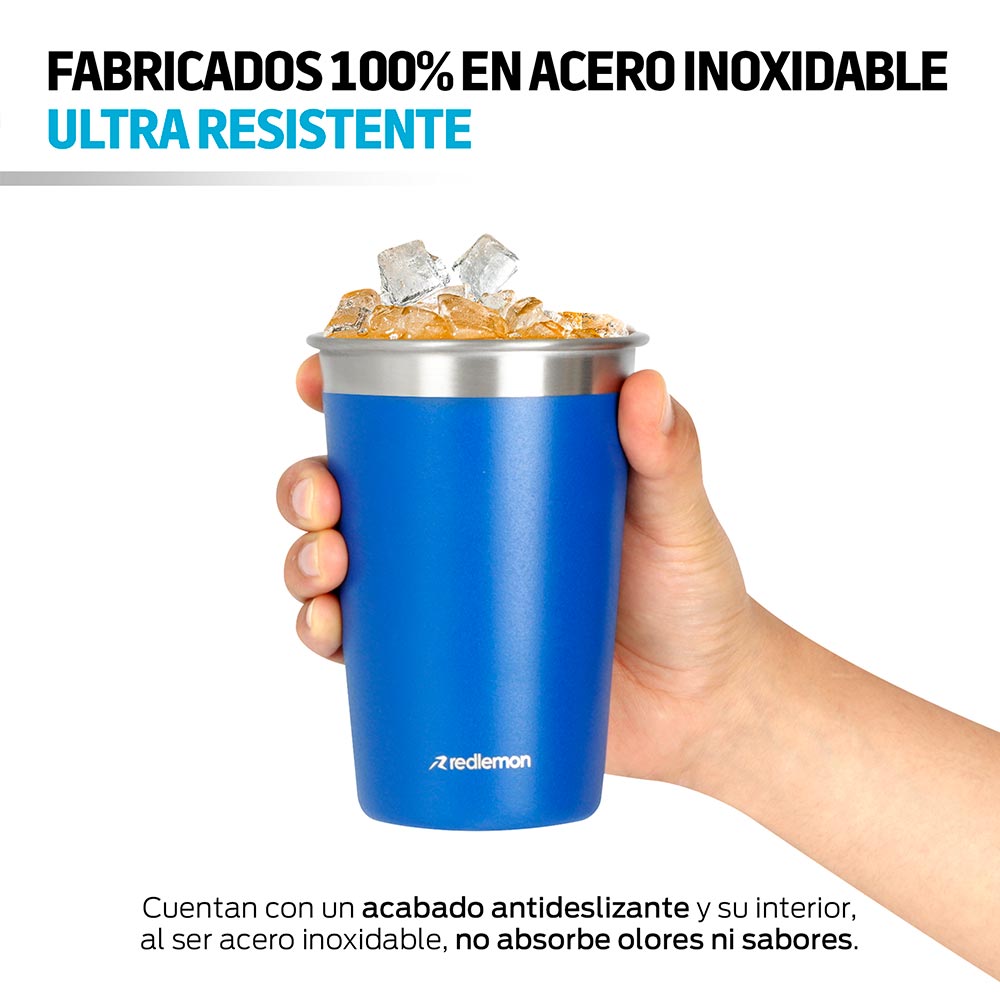 Set de 6 Vasos de Acero Inoxidable de 470 ml