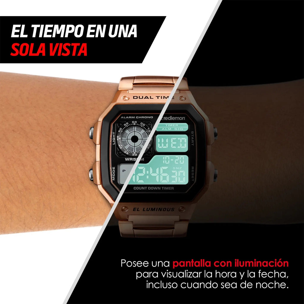 Reloj Digital Clásico con Correa de Metal Mod. 1335