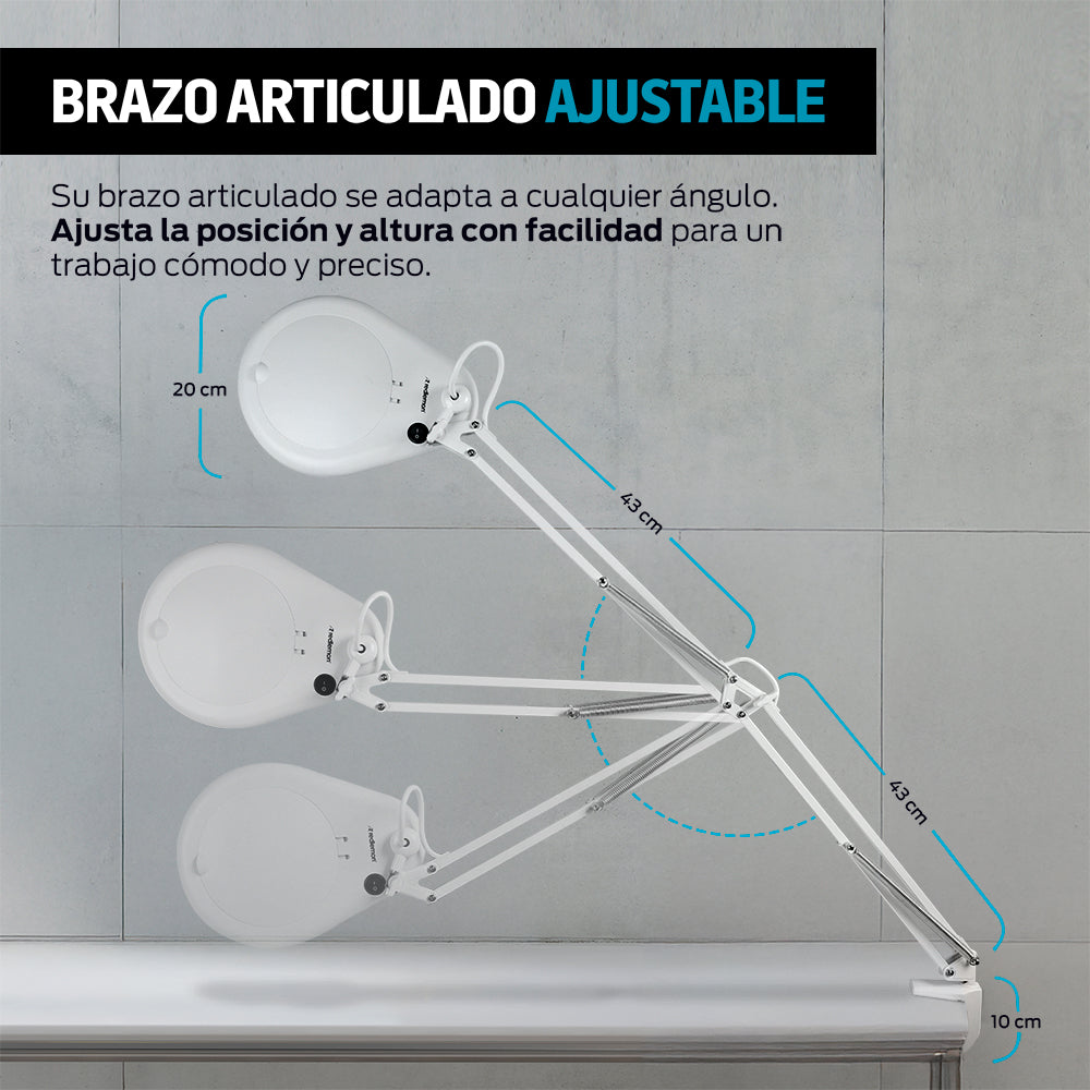 Lupa con Luz LED 5x para Escritorio con Brazo Articulado