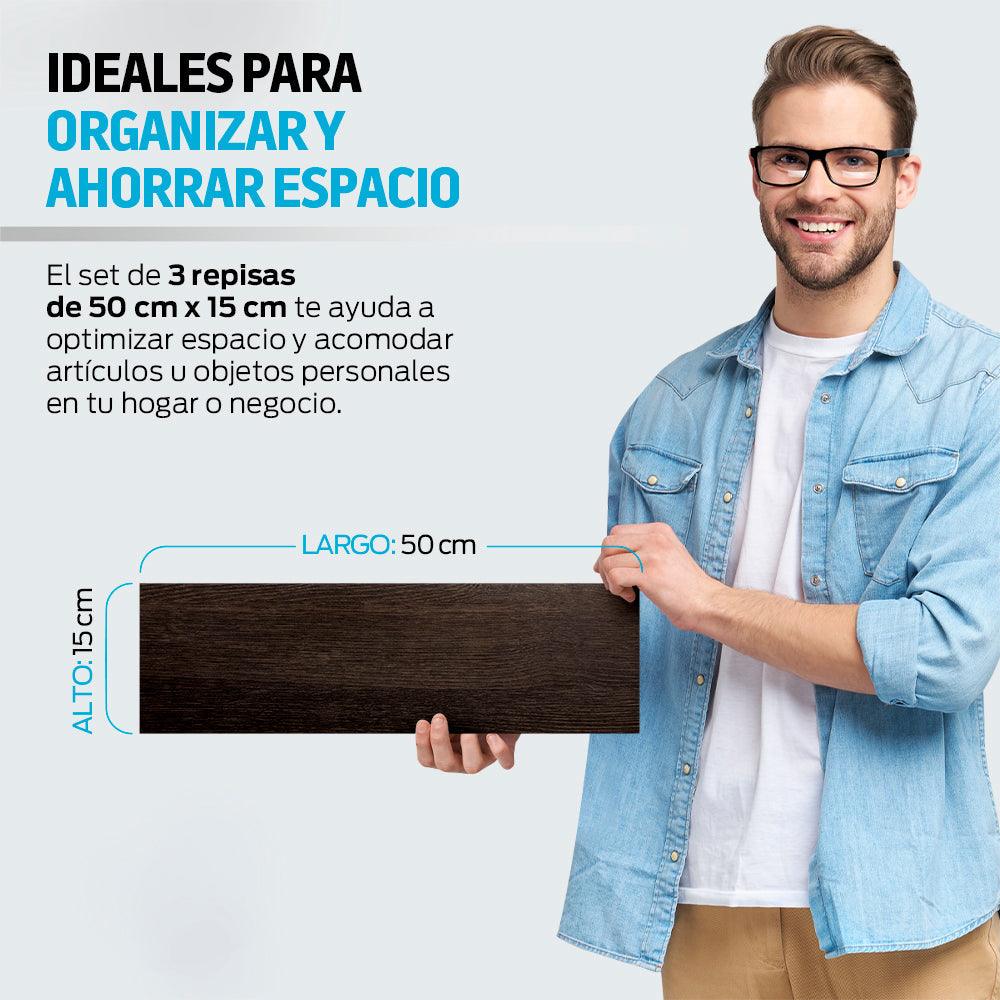 Set de 6 Repisas Flotantes de Madera MDF de 50 cm