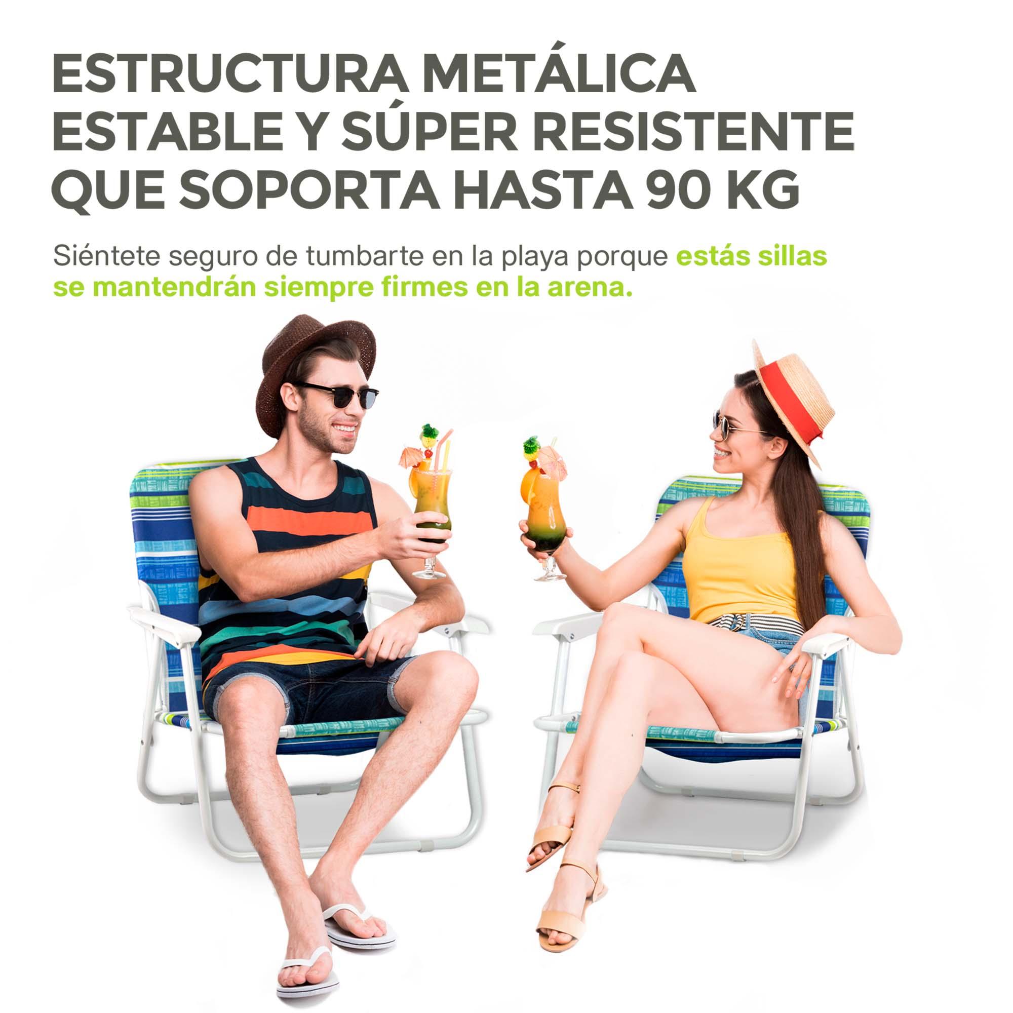 Set de 2 sillas plegables para playa con reposabrazos