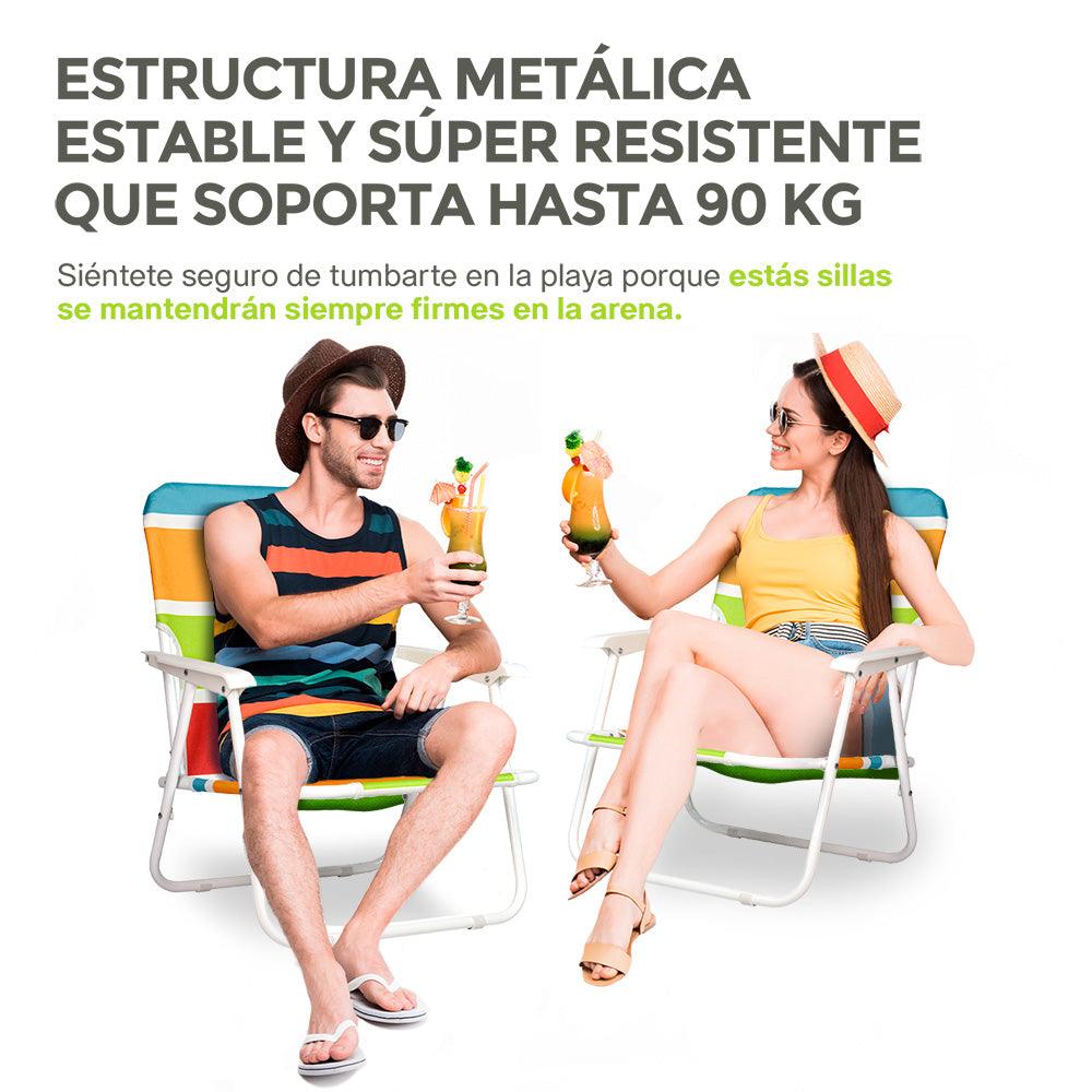 Set de 2 sillas plegables para playa con reposabrazos