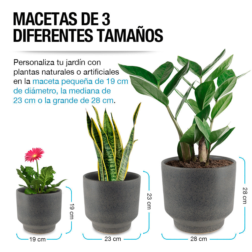 Macetas de Cerámica Grandes para Exteriores e Interiores 3 Pz.