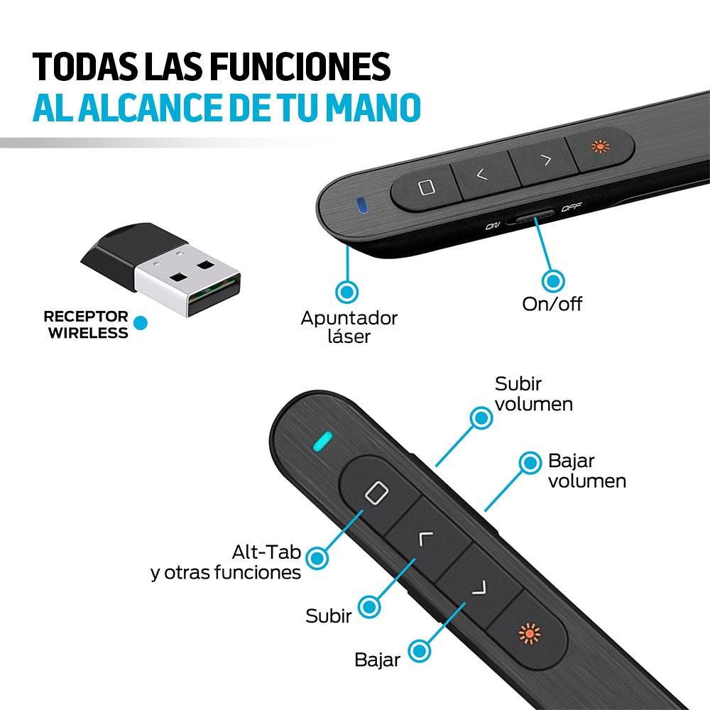 Presentador Inalámbrico USB con Puntero Láser, 20 m
