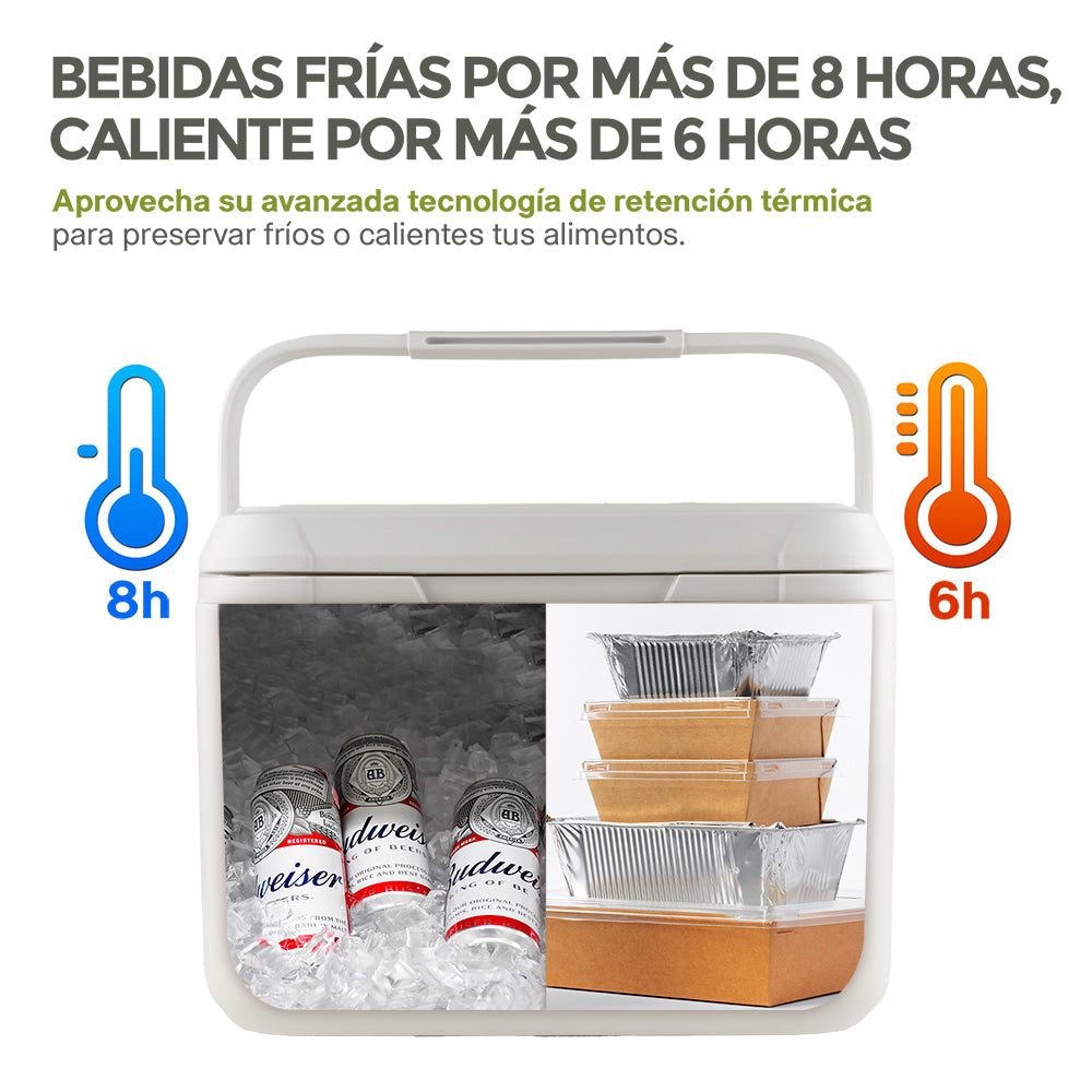 Hielera Rígida de 18 L para 28 Latas con Bloques Fríos HIKEO